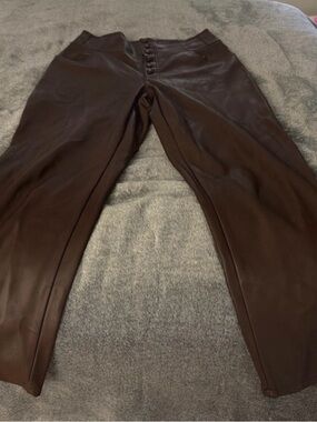 Brown Faux Leather Pants
